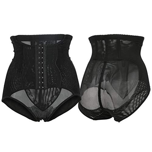 Banda de vientre postnatal, cintura alta Postparto Malla transpirable Entrenador de cintura Abdomen Apretado Bragas Body Shaping Underwear(M-Negro)