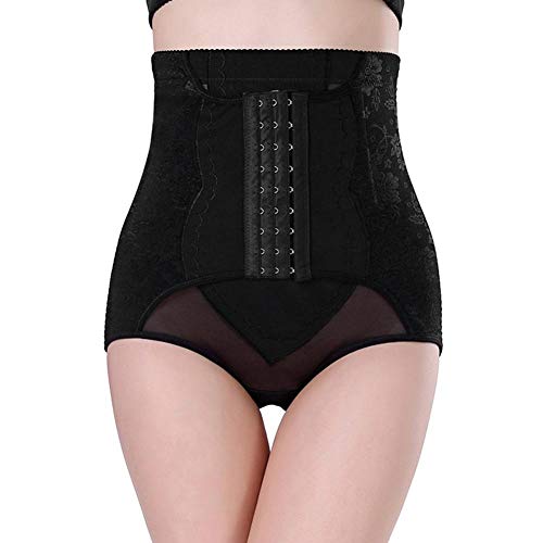 Banda de vientre postnatal, cintura alta Postparto Malla transpirable Entrenador de cintura Abdomen Apretado Bragas Body Shaping Underwear(M-Negro)