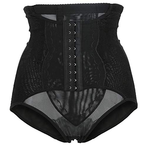 Banda de vientre postnatal, cintura alta Postparto Malla transpirable Entrenador de cintura Abdomen Apretado Bragas Body Shaping Underwear(M-Negro)