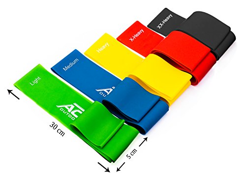 Bandas de ejercicio con 5 fortalezas de ActiveVikings®, ideal para la construcción de músculo, fisioterapia, pilates, gimnasia de yoga y crossfit