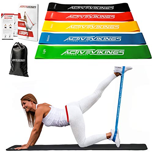 Bandas de ejercicio con 5 fortalezas de ActiveVikings®, ideal para la construcción de músculo, fisioterapia, pilates, gimnasia de yoga y crossfit