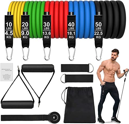 Bandas de Resistencia Crossfit 150 lbs 12 Piezas Bandas Elásticas Musculación con 5 Diferentes Niveles Gomas Elasticas musculacion para Gimnasio en Casa Yoga