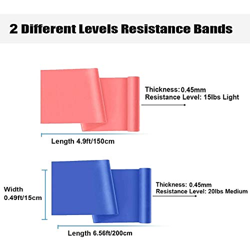 Bandas Elasticas Fitness, 2M Cintas Elásticas Bandas de Resistencia Ideales para Mujer y Hombre Pilates, Fisioterapia, Yoga Estiramientos, Musculacion, Piernas, Fuerza Entrenamiento (Pink_Blue)