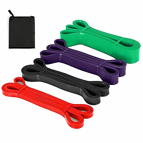 Bandas Elásticas Fitness/Bandas de Resistencia, Set de 4 Cintas Elásticas Fitness y Musculación de Látex, Bandas Elásticas Musculacion Resistance Bands de Caucho Natural para Yoga Pilates Crossfit