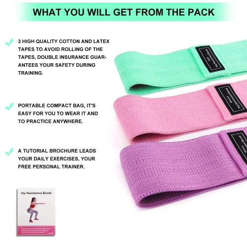 Bandas Elásticas Glúteos, Bandas Elasticas Musculacion 3 Niveles (Set de 3) de Fitness Bandas Antideslizantes de Ejercicios para Yoga Pilates Fuerza de Cadera Piernas Tela y Glúteos