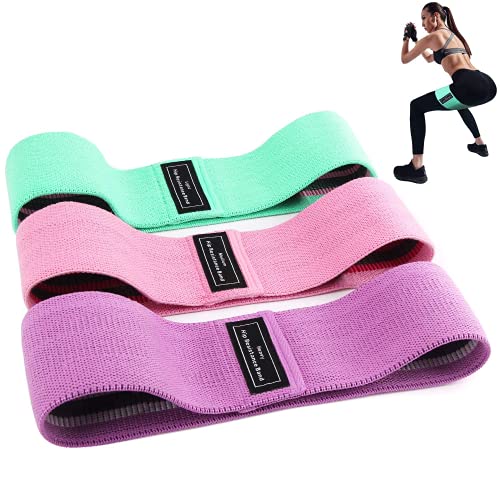 Bandas Elásticas Glúteos, Bandas Elasticas Musculacion 3 Niveles (Set de 3) de Fitness Bandas Antideslizantes de Ejercicios para Yoga Pilates Fuerza de Cadera Piernas Tela y Glúteos