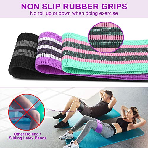 Bandas Elasticas Musculacion, Bandas de Resistencia Antideslizantes de Tela, Cintas Elasticas para Gluteos, Cadera, Piernas, Brazos, Yoga, Pilates, Crossfit, Fitness, Ejercicios (3 PCs)