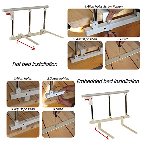 Barandilla plegable de seguridad lateral para personas mayores, adultos, apoyo para barandilla de cama, barandilla de cama de hospital, barra de agarre de metal