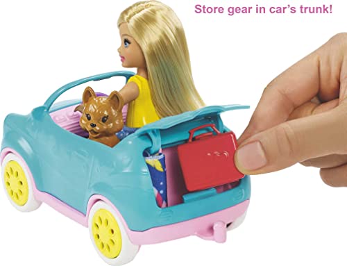 Barbie - Chelsea Muñeca y Su Caravana, con Perrito y Accesorios (Mattel FXG90)