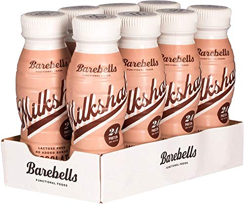 Barebells Milkshake - Batido Proteinas - 24g Proteína x Batido - Sin Lactosa - Sin Gluten - Sin Azúcares Añadidos - Chocolate - Pack 8 Batidos x 330ml