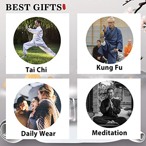 BBLAC 2KEY Artes Marciales Ropa | Unisex Uniforme para Tai Chi y Kung Fu | Tradicional Chino Ropa Está Hecho Leche Seda | Traje Ligero para Meditación y Qigong (A, L)