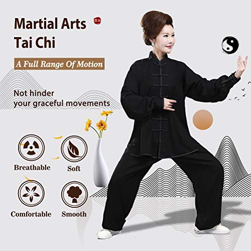 BBLAC 2KEY Artes Marciales Ropa | Unisex Uniforme para Tai Chi y Kung Fu | Tradicional Chino Ropa Está Hecho Leche Seda | Traje Ligero para Meditación y Qigong (A, L)