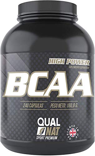 BCAA 240 Cápsulas| Suplementos deportivos con aminoácidos ramificados y esenciales| Suplemento para mejorar la recuperación muscular| QUALNAT