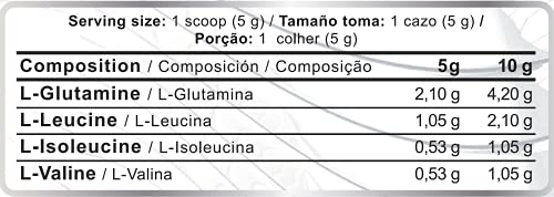 BCAA GLUTA | BCAA + Glutamina | 500 g | Aminoácidos ramificados en polvo con sabor | Leucina, isoleucina y valina 2:1:1 (Cola)