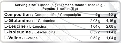 BCAA GLUTA | BCAA + Glutamina | 500 g | Aminoácidos ramificados en polvo con sabor | Leucina, isoleucina y valina 2:1:1 (Limón)