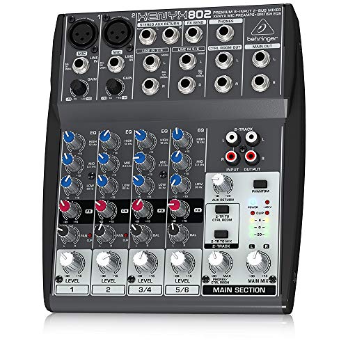 Behringer XENYX 802 color negro, Mezclador para DJ, 8 puertos