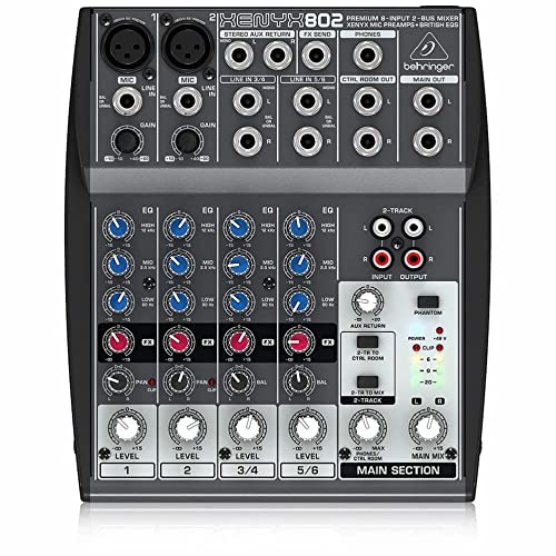 Behringer XENYX 802 color negro, Mezclador para DJ, 8 puertos