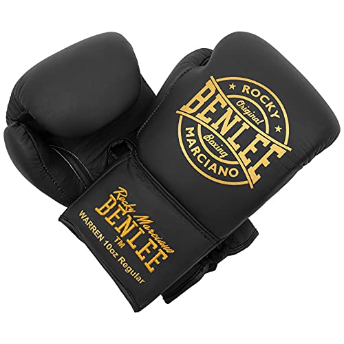 Benlee Wakefield - Guantes de boxeo de piel, color negro y dorado, tamaño: 38 ml