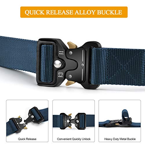 BESTKEE Men Tactical Belt 1.5 Inch Heavy Duty Belt, Nylon Military Belt with Quick-Release Metal Buckle, Gift with Tactical Molle Pouch and Hook