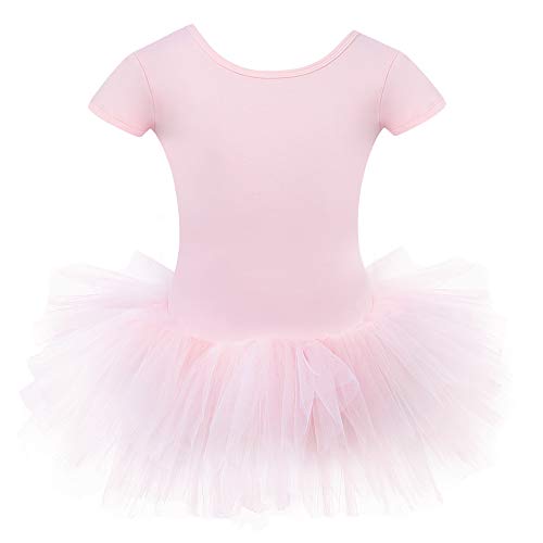 Bezioner Maillot de Danza Tutú Vestido de Ballet Gimnasia Leotardo Algodón Body Clásico para Niña Rosa 100