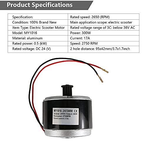 Bnineteenteam Motor de Scooter eléctrico, MY1016 24V 300W Pequeño Motor de Cepillo de E-Scooter Motor portátil pequeño de Aluminio