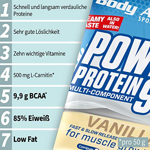 Body Attack Power Protein 90, Crema de Stracciatella, 1 kg, 5 K de proteína en polvo con proteína de suero, L-carnitina y BCAA para el desarollo de los músculos y el fitness