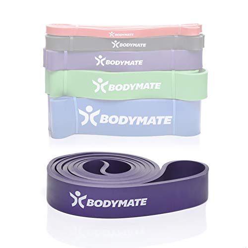 BODYMATE Banda de Fitness de 208 cm, Banda elástica de Resistencia de látex Natural para Entrenamiento de Fuerza, Resistencia, coordinación, flexibilidad y más, para Principiantes y Profesionales