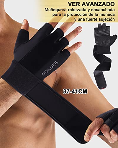 boildeg Guantes Gimnasio Hombre Mujer,Guantes Pesas Gym Guantes Fitness Transpirable con Protección Completa de Muñeca y Palma para Crossfit Levantamiento de Pesas Musculación