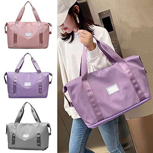 Bolsa de deporte de gran capacidad, bolso de viaje con luz rosa, tela Oxford, bolsa de vacaciones para gimnasio, culturismo, yoga, sauna, viajes de negocios de compras (color rosa)