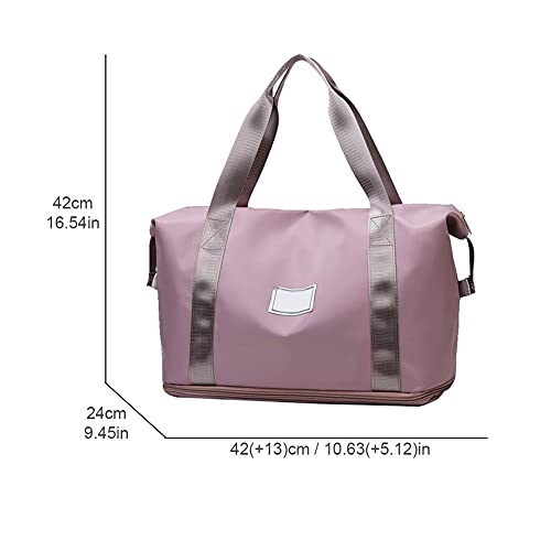 Bolsa de deporte de gran capacidad, bolso de viaje con luz rosa, tela Oxford, bolsa de vacaciones para gimnasio, culturismo, yoga, sauna, viajes de negocios de compras (color rosa)