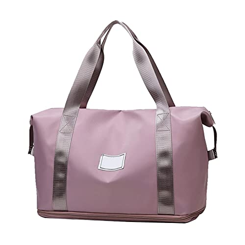 Bolsa de deporte de gran capacidad, bolso de viaje con luz rosa, tela Oxford, bolsa de vacaciones para gimnasio, culturismo, yoga, sauna, viajes de negocios de compras (color rosa)