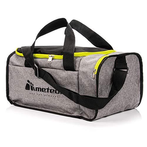 Bolsa de Deporte Gimnasio Fitness Viaje Vacaciones Deportiva - Bolso Universal con Bandolera - Bolsa plegada Ideal para jóvenes y Adultos, Hombre y Mujer 20L y 40L (Verde neón/Gris, 20 L)