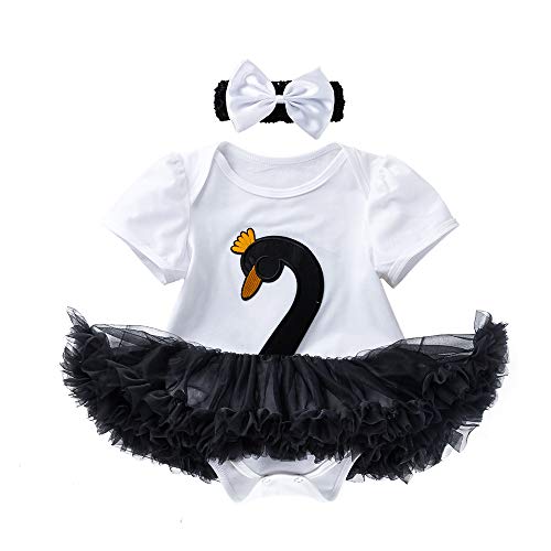 Bonfor 2 Piezas Ropa Bebe Niña 0-3 Meses Conjunto Verano Vestidos Regalos Mono de Falda + Banda de Pelo para Niñas 0-24 Meses Pelele Bebé Recien Nacido Niño (Blanco, 0-3 Meses)