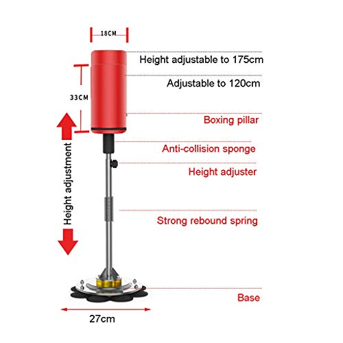 Boxeo Material de Gimnasio Reflex Ball Cobra Bag Boxing Speed Ball Saco Independiente Objetivo De Reacción De Entrenamiento, Altura Ajustable 120~175cm (Color : Red, Size : 27 * 27 * 175cm)
