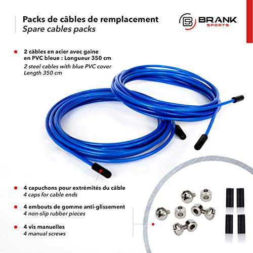 BRANK Sports® Paquetes de cables de repuesto para Combas Crossfit | 2 Cuerdas de Acero Para Cuerdas de Saltar de Velocidad