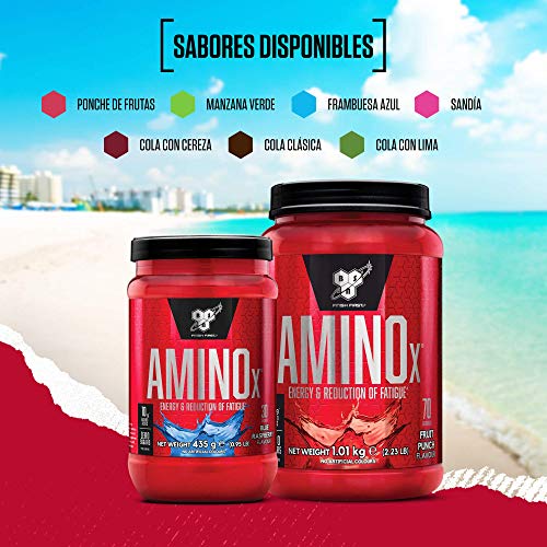 BSN Nutrition Amino X, Suplementos Deportivos BCAA Polvo con Aminoacidos Esenciales y Vitamina D, Aminoacidos BCAA para Musculacion, Manzana Verde, 70 Porciones, 1kg