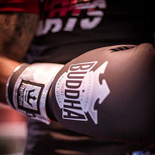 Buddha Fight Wear Guantes de Boxeo Top Fight Negro Mate 12 Onzas