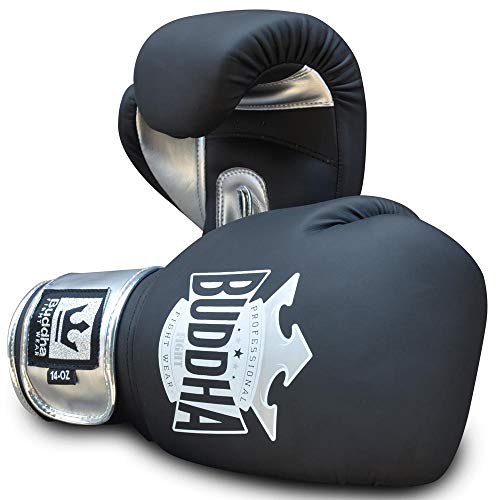 Buddha Fight Wear Guantes de Boxeo Top Fight Negro Mate 12 Onzas