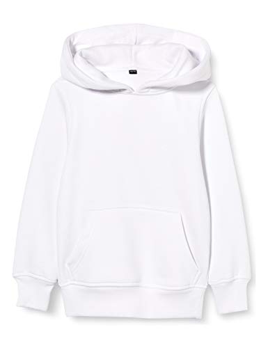 Build Your Brand Basic Kids Hoody Sudadera con Capucha, Blanco, 122-128 para Niños