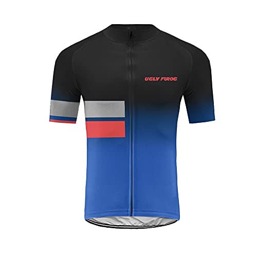 BurningBikewear Maillot Ciclismo Hombre Verano Camiseta Bicicleta Manga Corta 100% Poliéster con Tiras Reflexivas Silicona Antideslizante