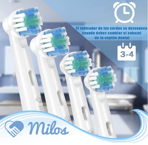 Cabezales para Cepillo Oral B Eléctrico Milos Premium (Paquete de 4) - Compatibles con Cabezales Oral B Braun de Recambio, Cabezales de Recambio Compatibles para Cepillos de Dientes Oral B Premium