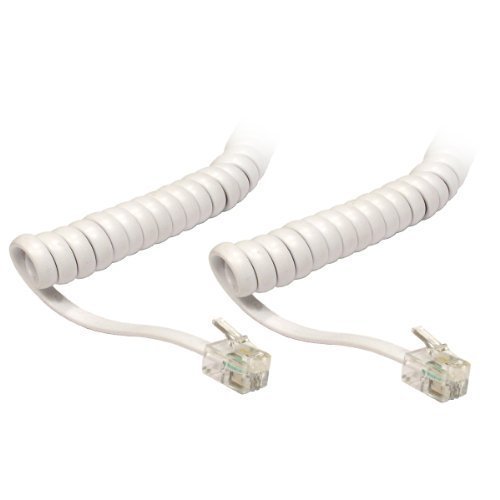 Cable telefonico Espiral 4 Hilos rj10 (2 Metros, Blanco)