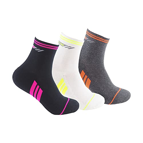 Calcetines deportivos SIN COSTURAS (3 pares) ideales para deportes como running, ciclismo, pádel, crossfit; Calcetines de deporte de alto rendimiento para mujer cómodos y resistentes (35-40, BL/Ng/Gr)