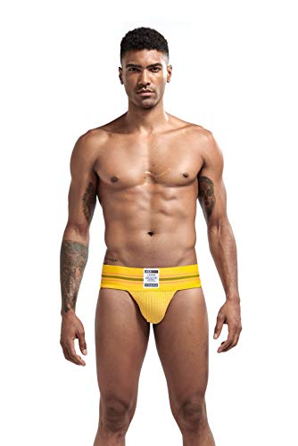 Calzoncillos de Ropa Interior para Hombre Tangas para Hombre Sexy g Cuerdas Ancho cinturón Transpirable Calzoncillos Sexy Tanga (L, Amarillo)