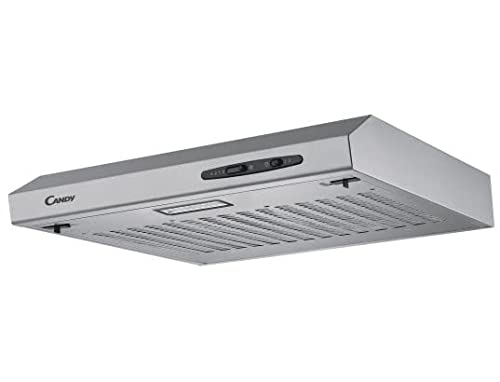 Candy CFT610/5S, Campana extractora 60 CM, 3 Niveles de Potencia, 87,5W, 208M3/H, Filtros de Carbono, Panel Aluminio Antigrasa, Iluminación LED, 55/71 DB, Clase C, Inox