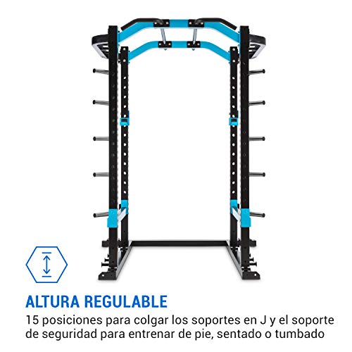 Capital Sports Amazor Pro - Jaula musculación Multifuncional, Power Rack, hasta 500 kg, J-Cups para 350 kg, Monkey Bars para 200 kg, dominadas Torre, Ajustable, Acero Revestido Polvo, Antracita