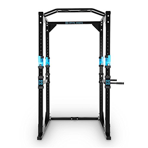 CAPITAL SPORTS Tremendour - Power Rack, Jaula de musculación, Gimnasio en casa, Cable de tracción, Pesos, Agarre múltiple, dominadas, Flexiones, Brazos, piernas, Press banca, Azul