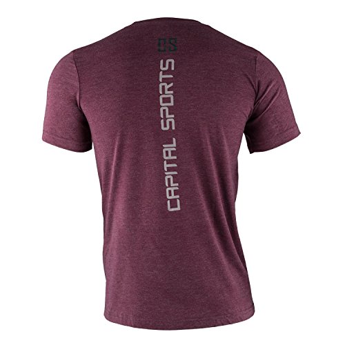 CapitalSports Capital Sports Camiseta de Entrenamiento Masculina Talla S Granate (Diseño Impreso Frontal y Espalda, Resistencia, Ideal Deporte Fitness Cross-Training, Ejercicio Gimnasio o Tiempo lib