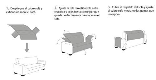 Cardenal Textil RUBÍ Cubre Sofa Bicolor Reversible, Poliéster, Crudo/Beige, 2 Plazas