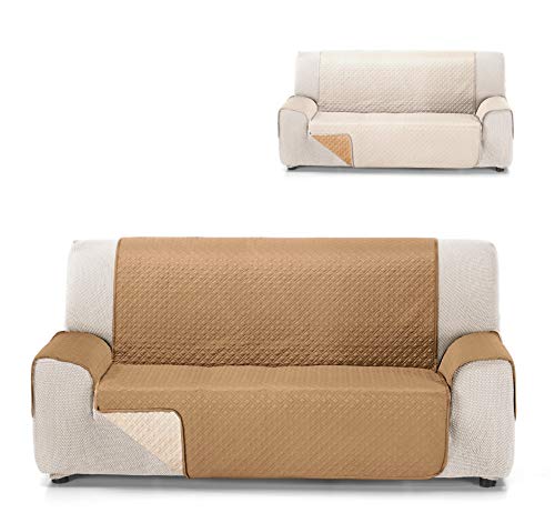 Cardenal Textil RUBÍ Cubre Sofa Bicolor Reversible, Poliéster, Crudo/Beige, 2 Plazas